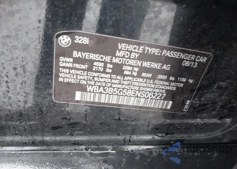 2014 BMW 328I xDrive из США, поврежденный, VIN WBA3B5G58ENS06227